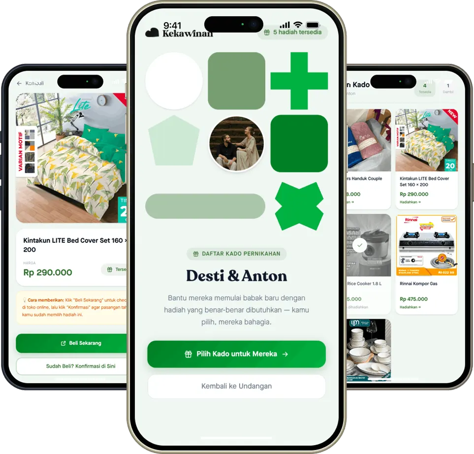 Fitur daftar kado pernikahan digital di Kekawinan.com