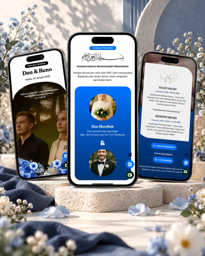 Tampilan tema undangan Royal Blue